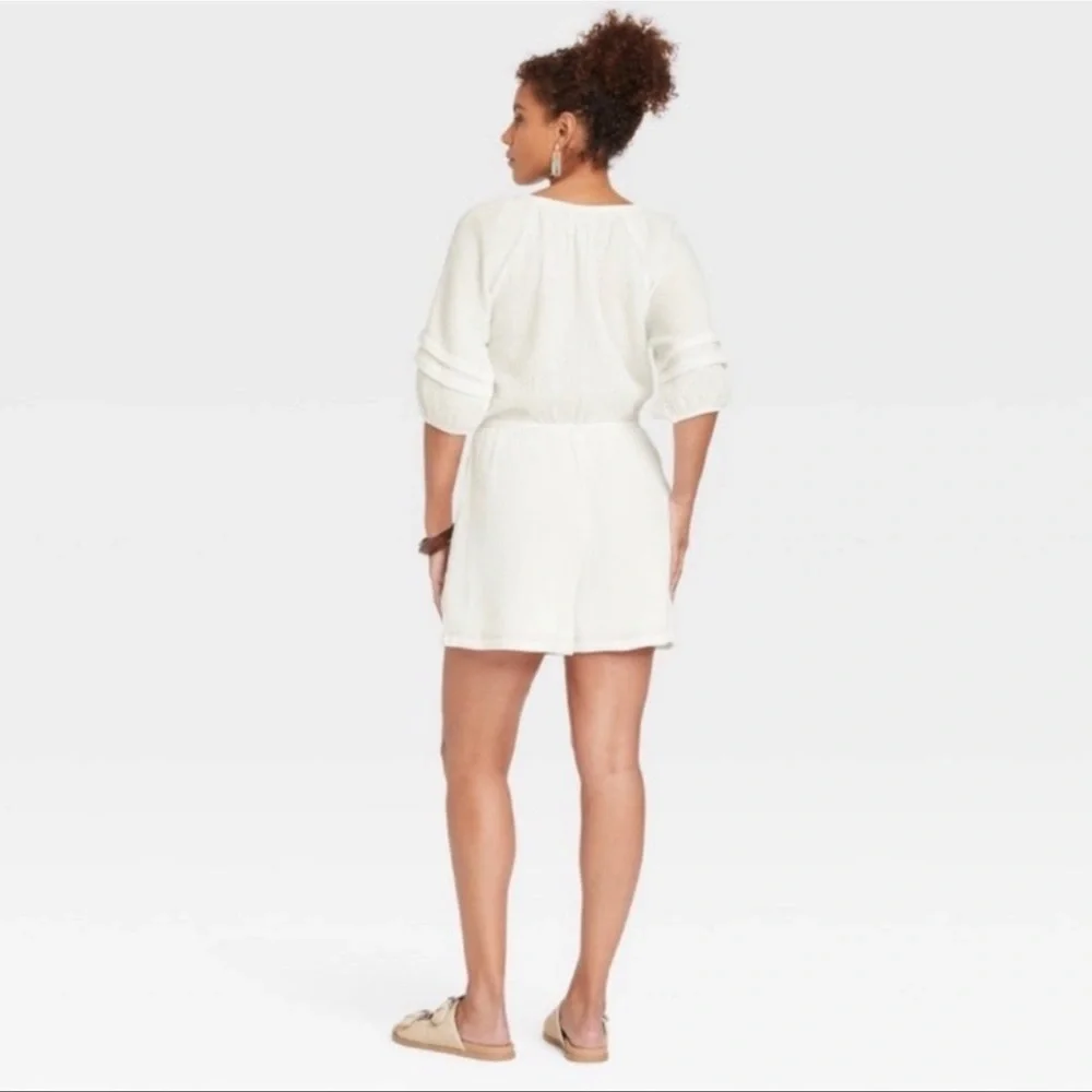 NWT 4X Knox Rose Women's Short Sleeve Gauze Romper White - Picture 8 of 8